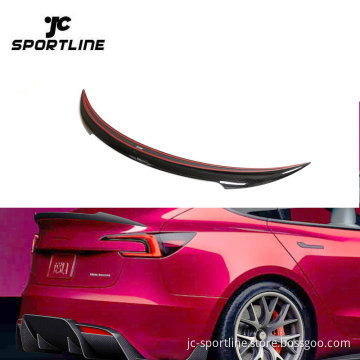 Prepreg Dry Carbon Car Rear Spoiler Wing for Tesla Model 3 2023